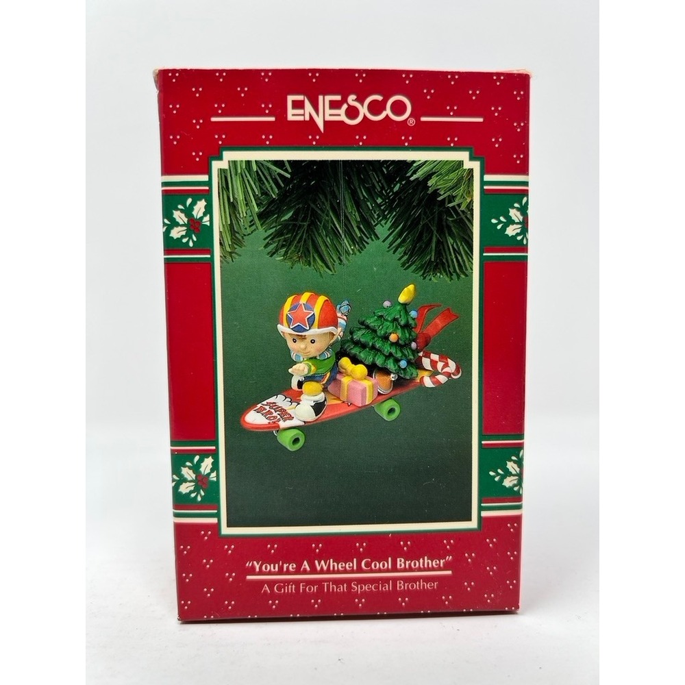 Enesco Skateboard Ornament Brother OS Red Excellent 1994 Wheel Cool Super Bro